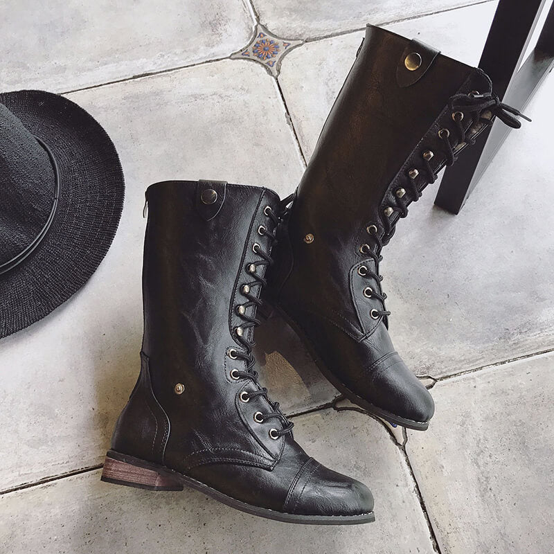 Wide Calf Boots | Leather Boots | Lace Up Boots