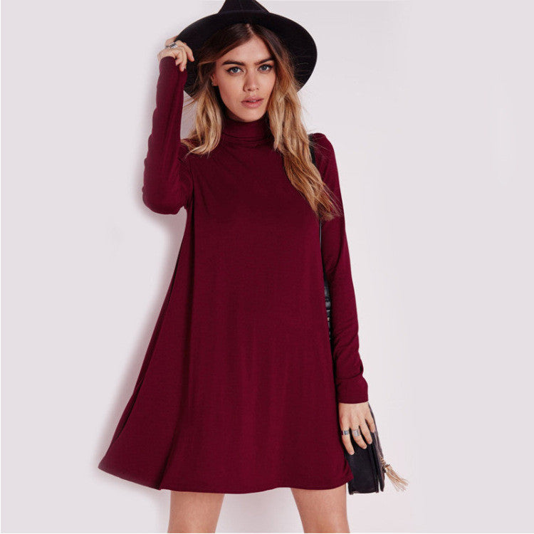 high neck loose dress