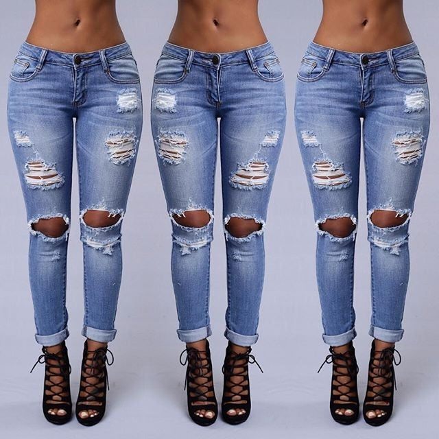 low waist ripped jeans