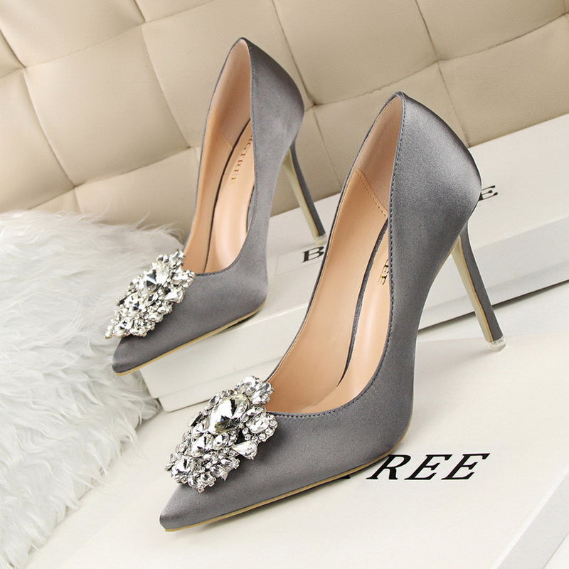 Crystal Decorate Pointed Toe Stiletto High Heels Bridal Shoes – Meet ...