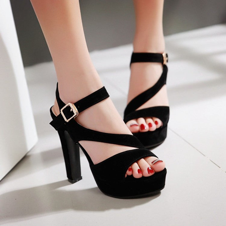 Fashion High Heels Suede Platform Prom Party Sandals