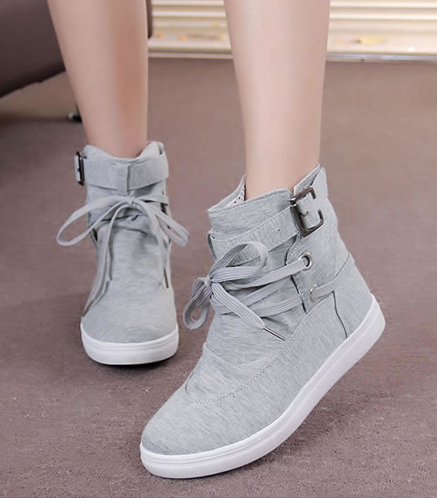 High Tops Belt Buckle Lace Up Canvas 