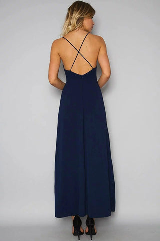 criss cross halterneck maxi dress