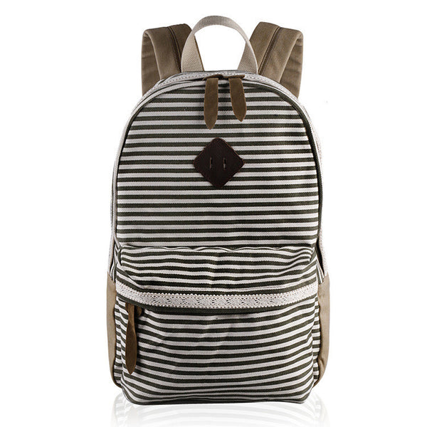 Classical Stripe Lace Canvas Backpack – Meet Yours Fashion