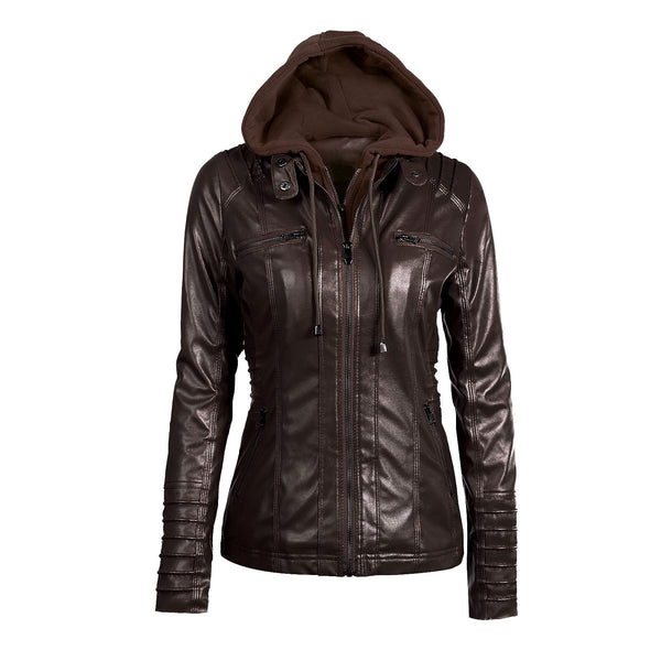 Faux Twinset Pocket Woman Hooded Jacket with Removable Hat on(Extra la ...
