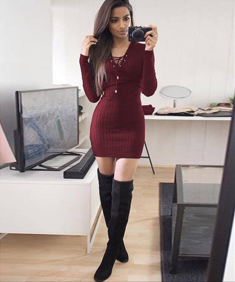 short dress with high boots