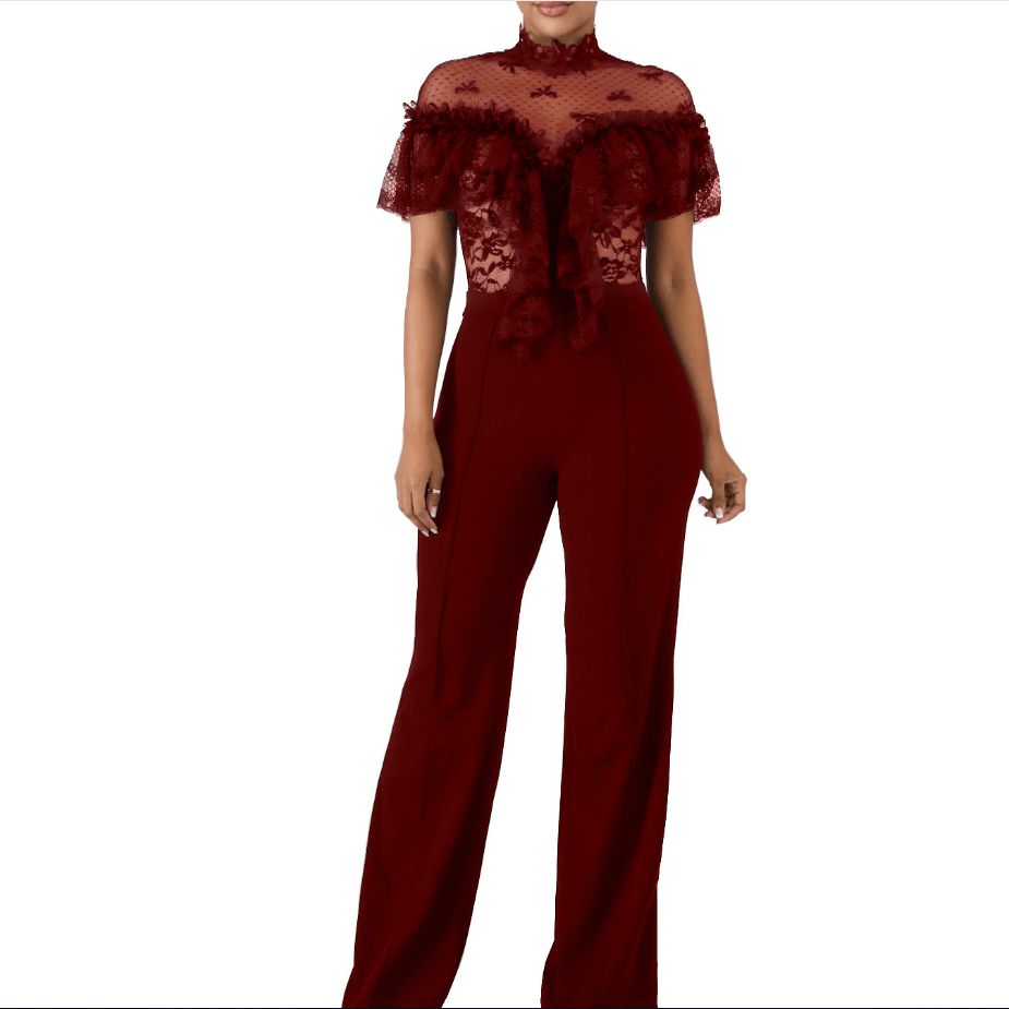 Wide Leg Jumpsuit | Lace Jumpsuit | Ruffle Jumpsuit