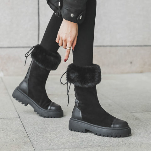 wide calf fur boots