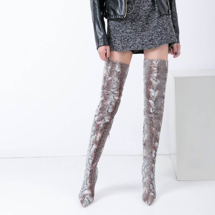 thigh high snakeskin boots