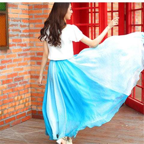 Gradient High Waist Long Pleated Skirt – Meet Yours Fashion