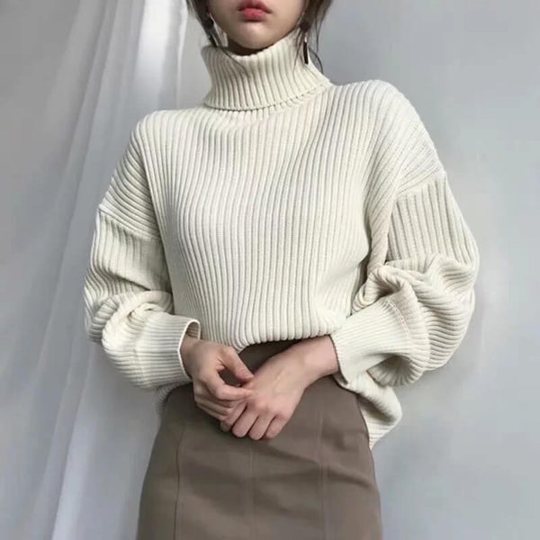 Turtleneck Sweater | Balloon Sleeve Sweater | Ribbed Sweater – Meet ...