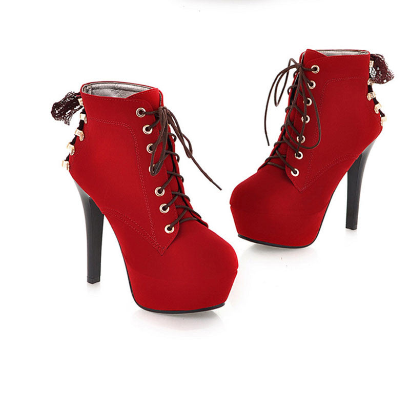 Sexy Winter Stiletto Heel Lace Up Boots