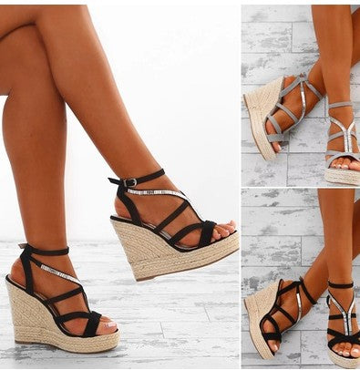 peep toe wedges with ankle strap