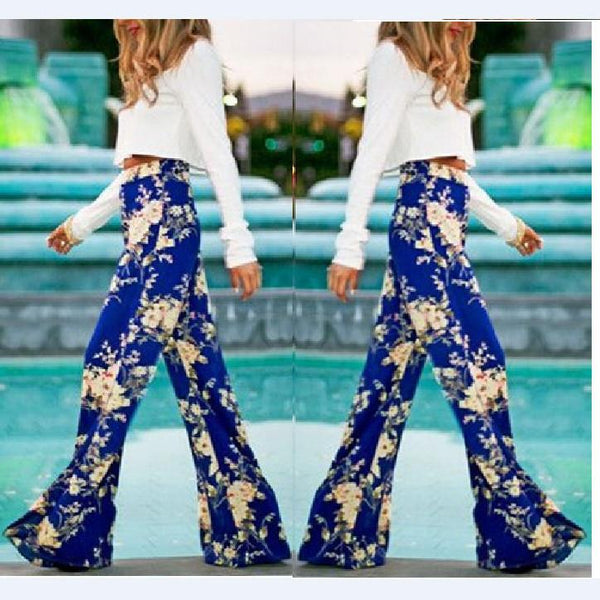 Flower Print Straight Casual High Waist Flared Pants – Meet Yours Fashion