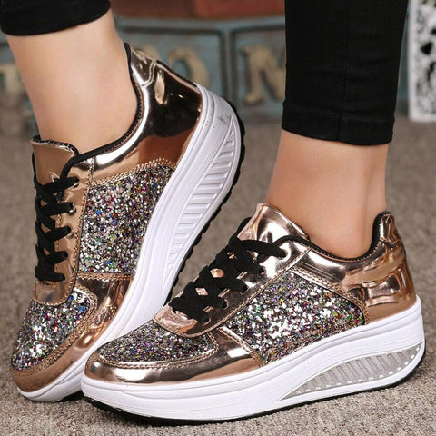 wedge glitter sneakers