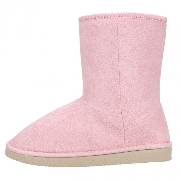 Fashion Women Winter Warm Solid Ankle Snow Boot Flat Heel Fleece Lined ...