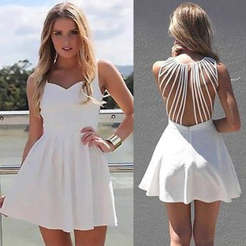 Square Neck Sleeveless Straps Hollow Out Dress