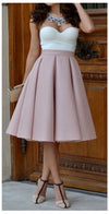 Pure Color High Waist Pleated A-line Skirt