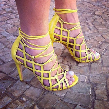 Yellow Sandals | Heel Sandals | Leather Sandals