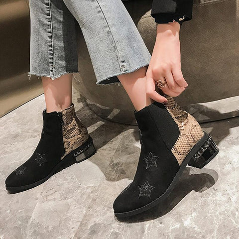 chunky low heel ankle boots