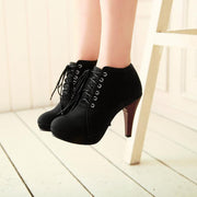 round toe lace up booties