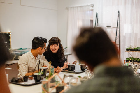 Couples at our Build Your Own Terrarium Bar