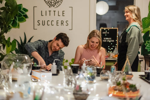 Couples at our Build Your Own Terrarium Bar