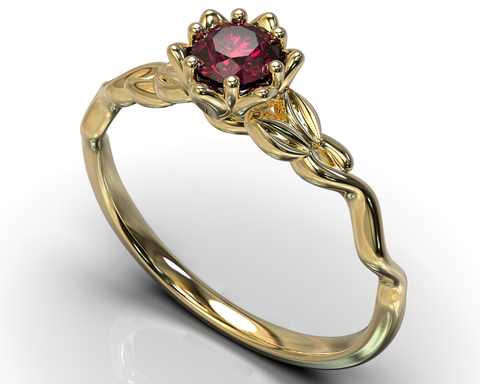Ruby Lotus Flower Engagement Ring