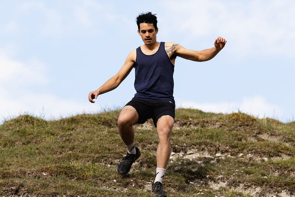 Man running down a hill