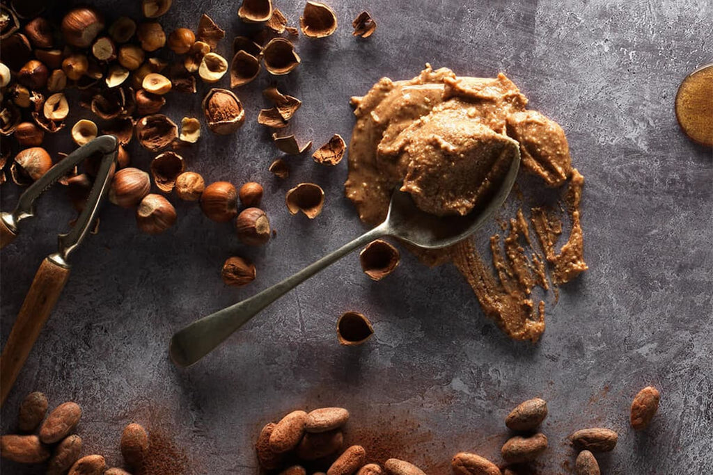 Nuts deconstruction inside energy bars for cyclists