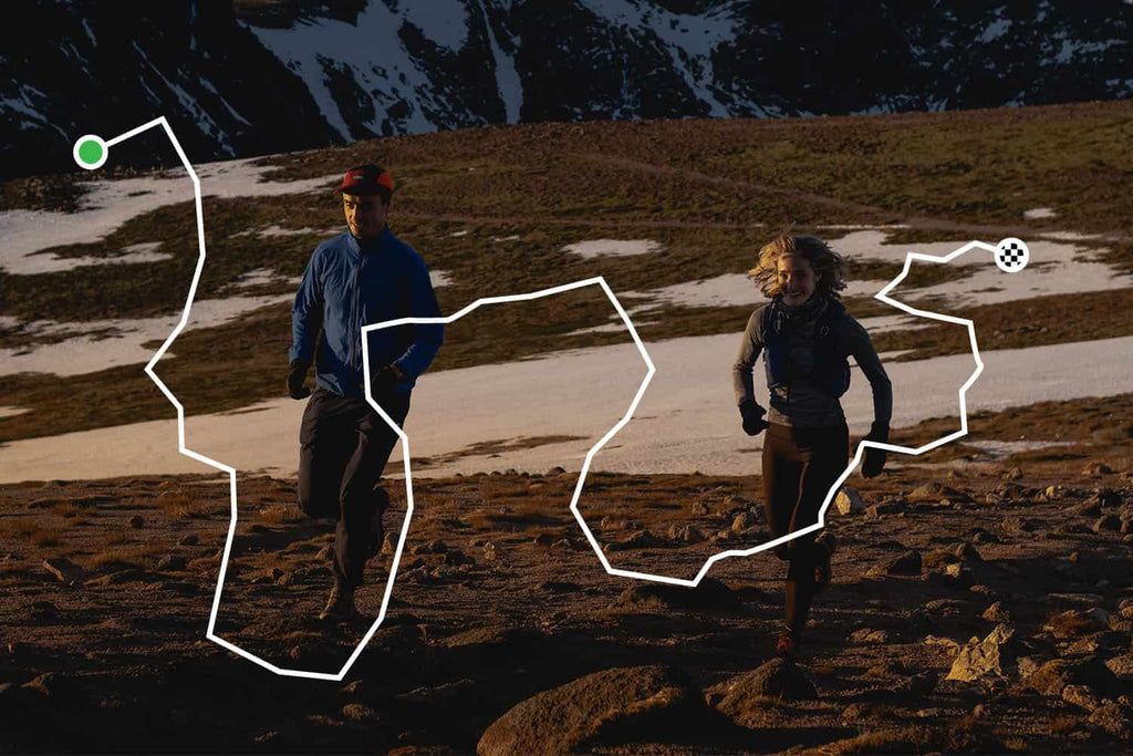 Man and Woman running with the strava app showing where the man is going