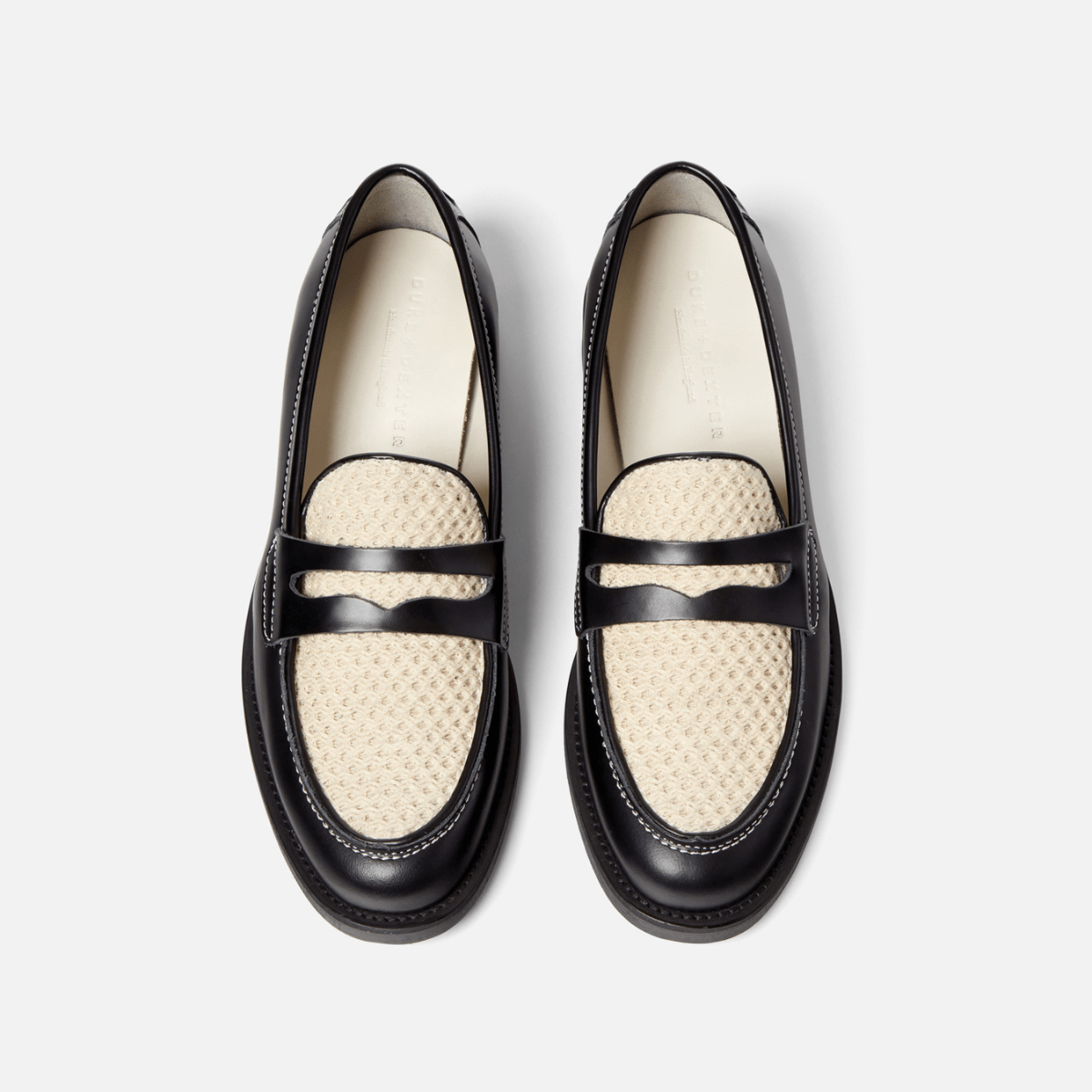 Shop Duke & Dexter Women's Wilde Black + White Rattan Penny Loafer - Women's In Black/white