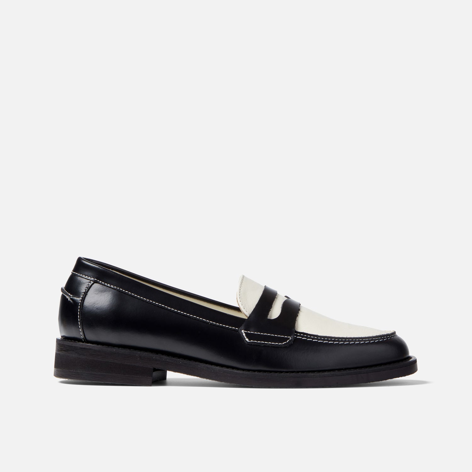 Duke + Dexter, Women's Wilde Black + White Penny Loafer - Women's, Size 7