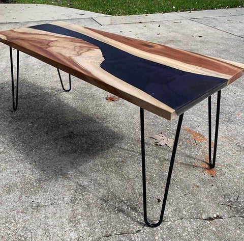 epoxy hairpin leg dining table