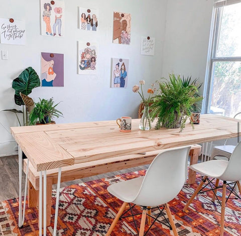 midcentury modern hairpin desk table 