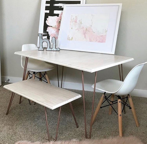 minimal kids art desk table hairpin legs