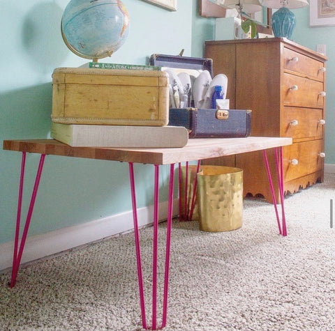 kids girls pink hairpin legs bench 