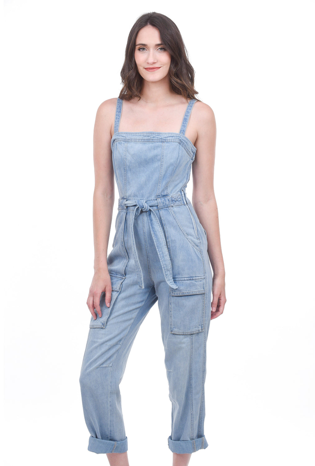 free people denim jumpsuit