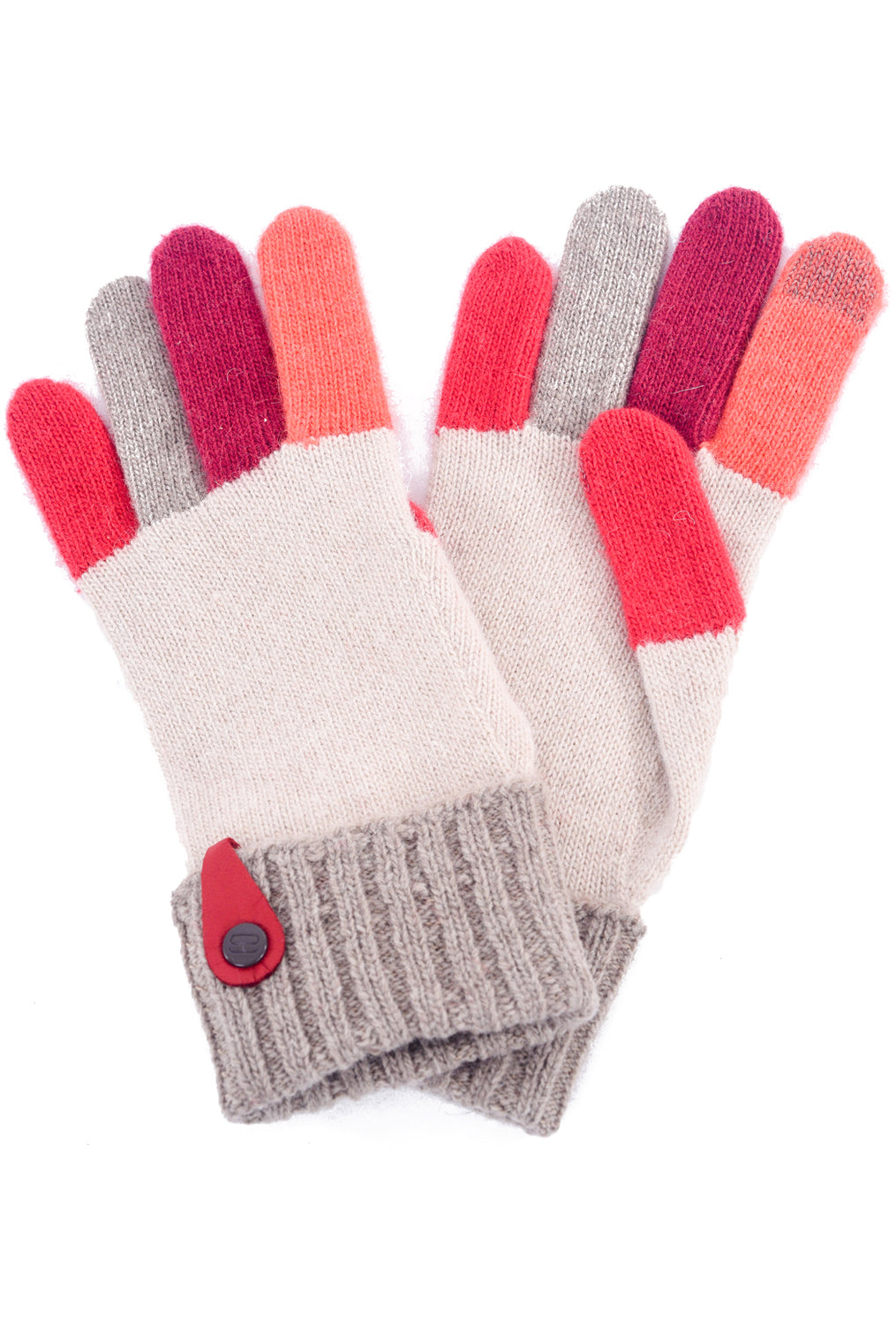 beige knitted gloves