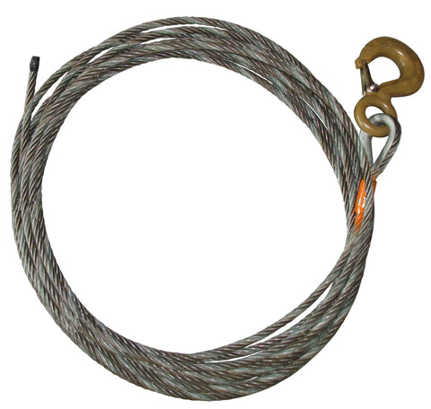 1/2 x 75' Steel Core Winch Line Wire Rope Wrecker Cable Swivel Hook