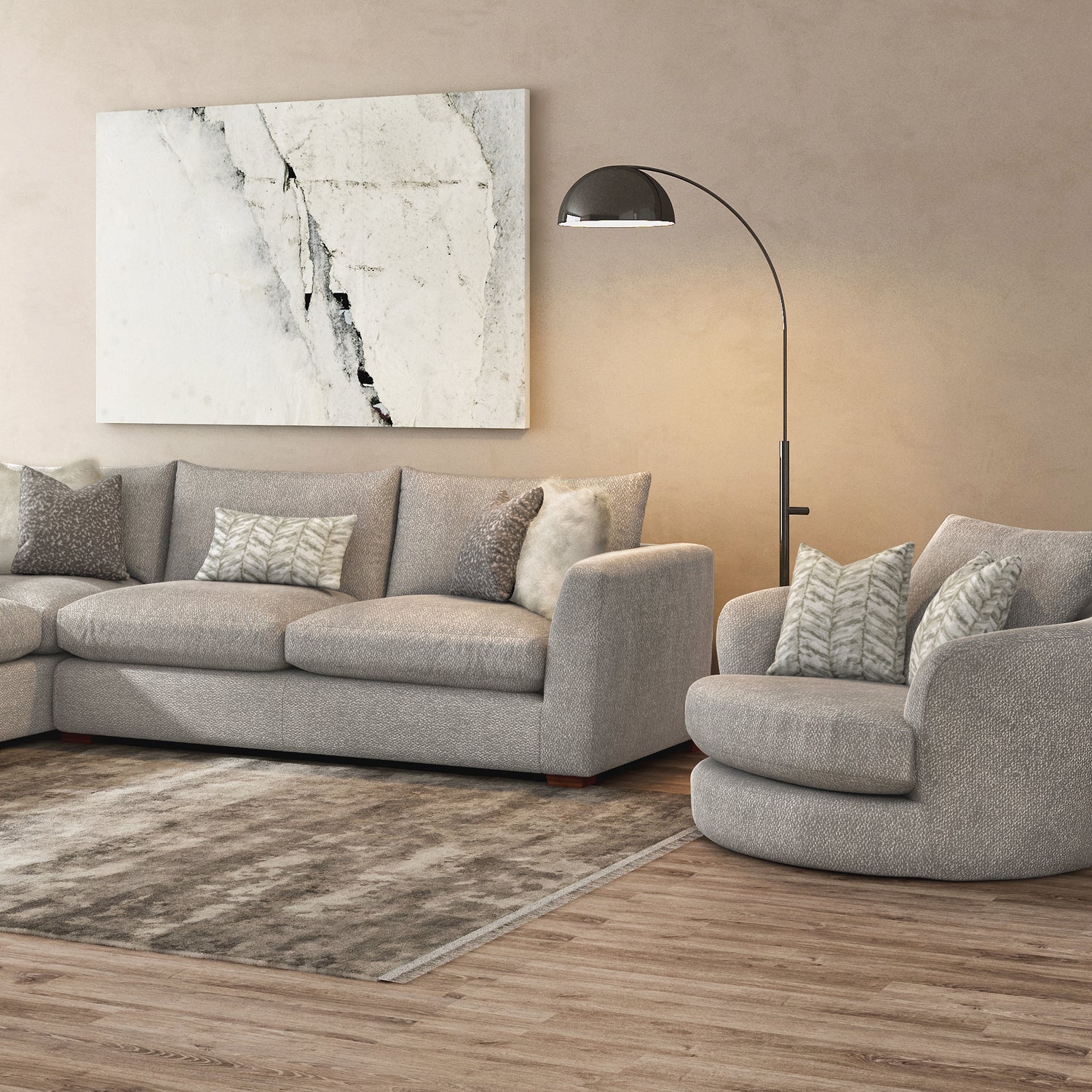 sofa and swivel chair set