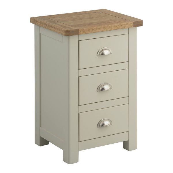Todenham Stone Painted Oak Bedside Cabinet 3 Drawer Chest