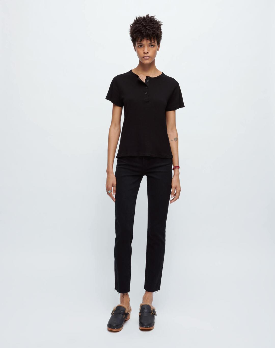 Short Sleeve Henley - Black