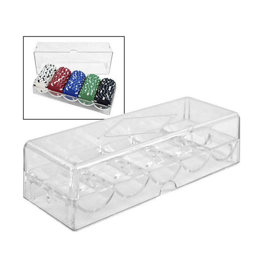 Clear Acrylic Poker Chip Rack and Cover (5 Row / 100 Chip)