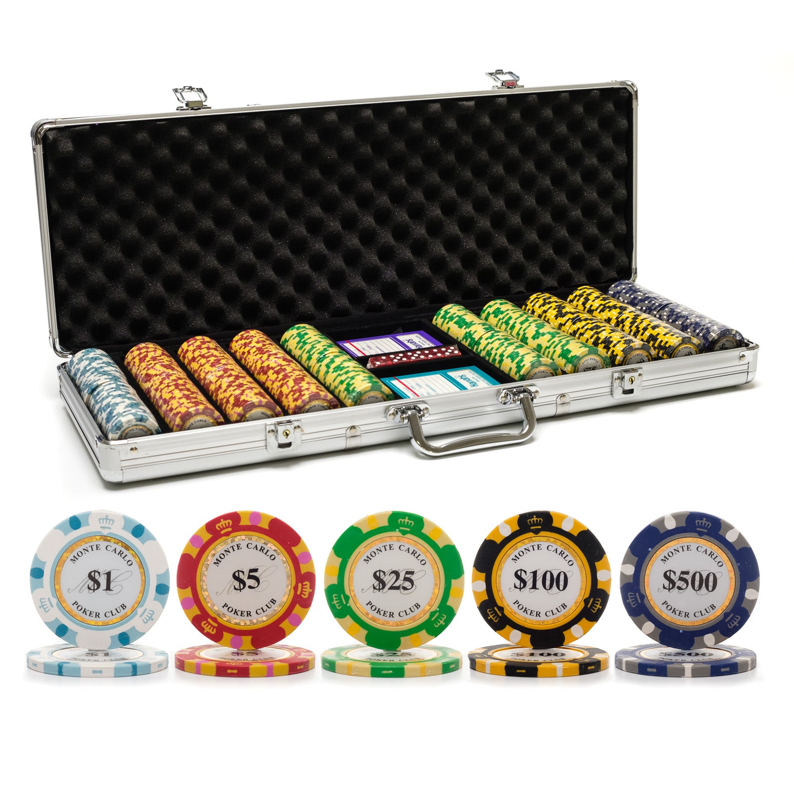 telegram Vuilnisbak Schande 500 pc. 12.5g Monte Carlo Poker Chip Set with Aluminum Case | Casino Supply