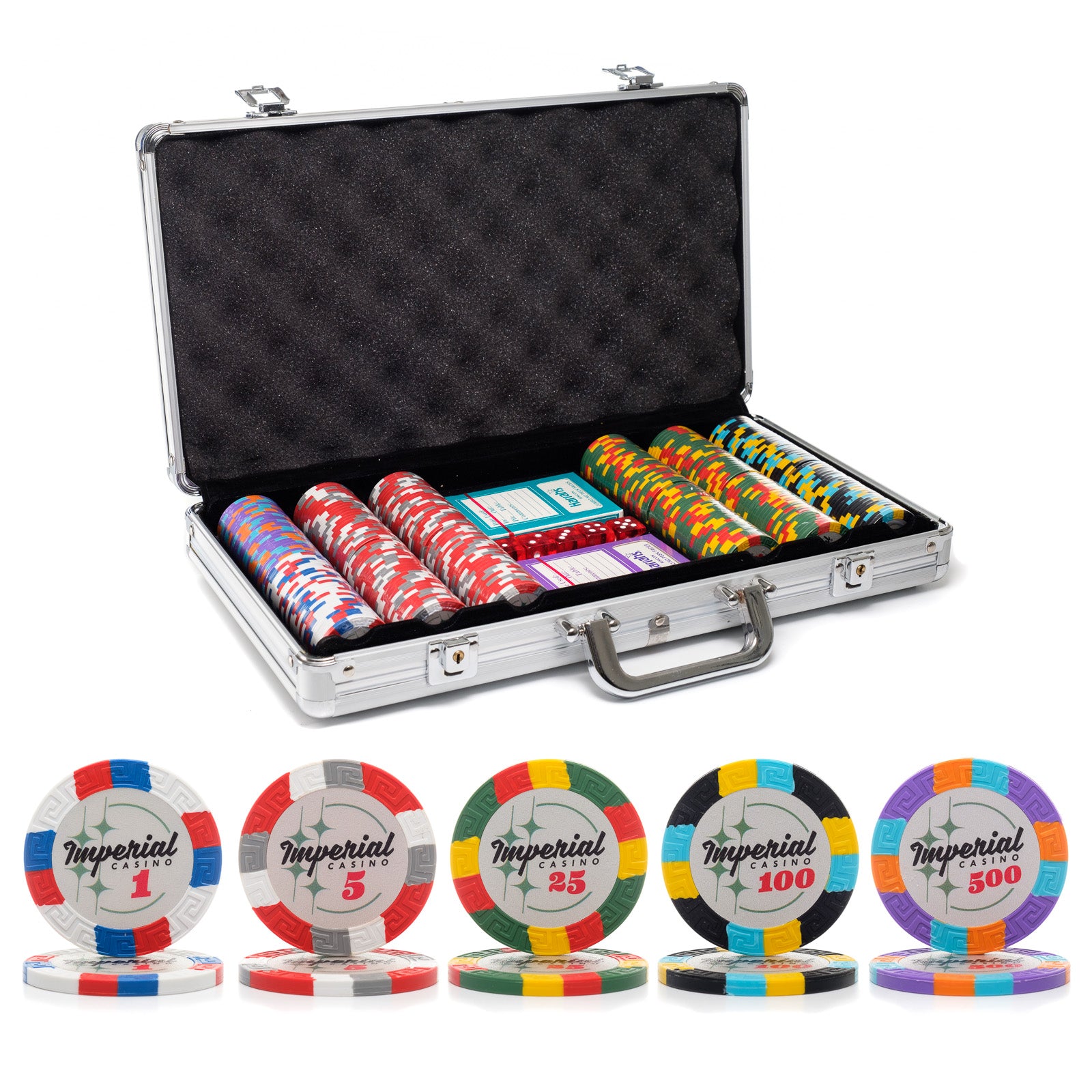 300 PCS Poker Chip Set Texas Hold'Em Dice Poker Chips- Casino Quality  Clay Chips