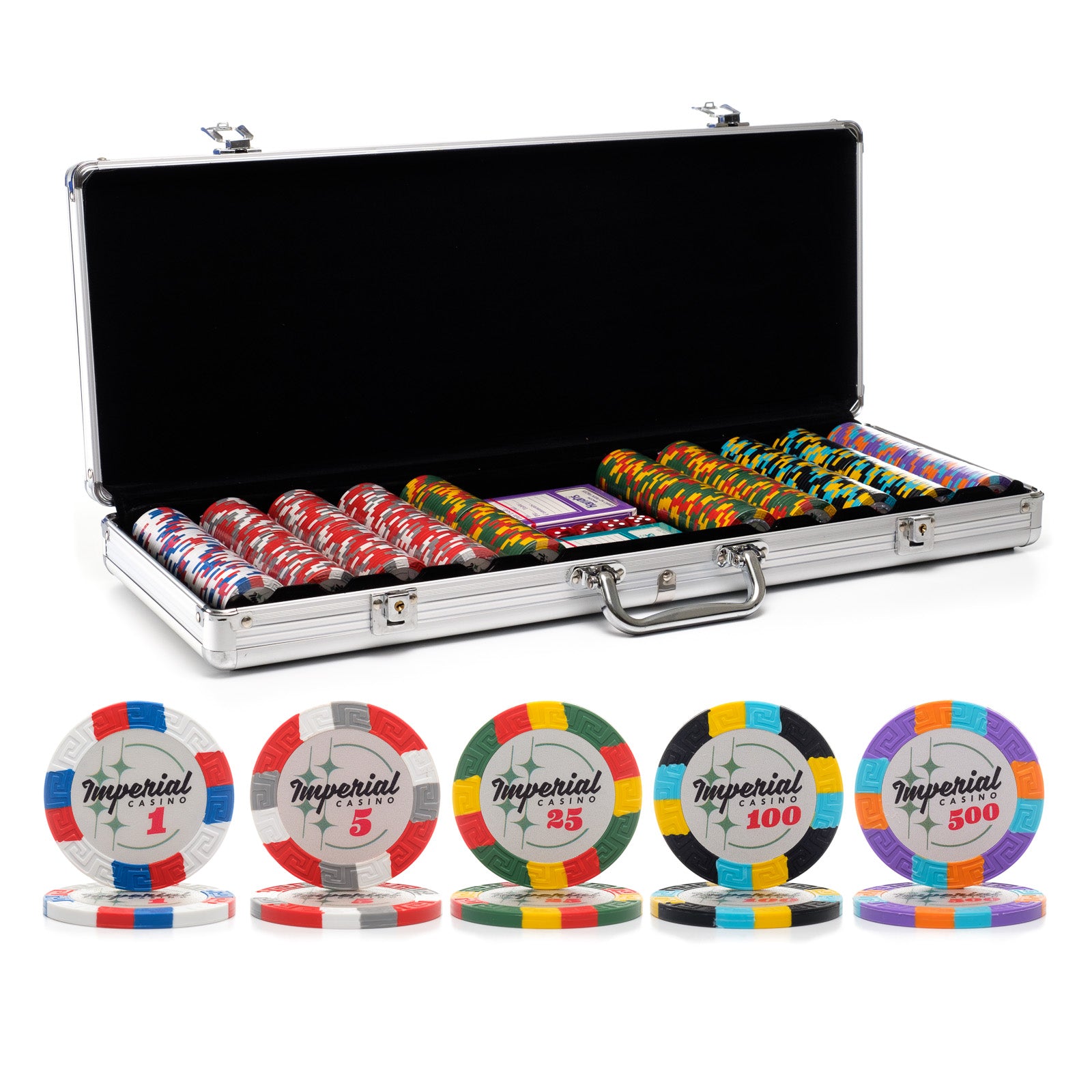 300 pc. 11.5g Dice Rim Poker Chip Set with Aluminum Case | Casino