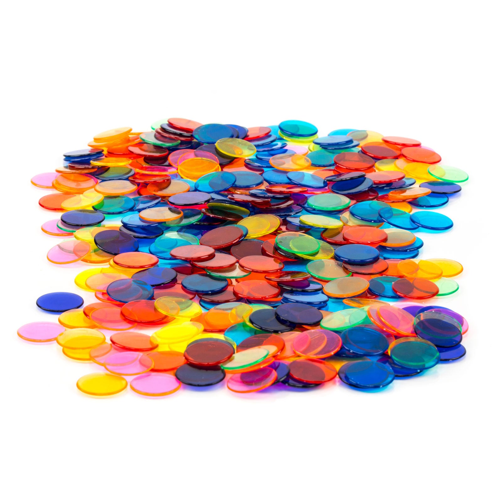 500 3/4 inch Assorted Colored Transparent Bingo Chips (Markers)
