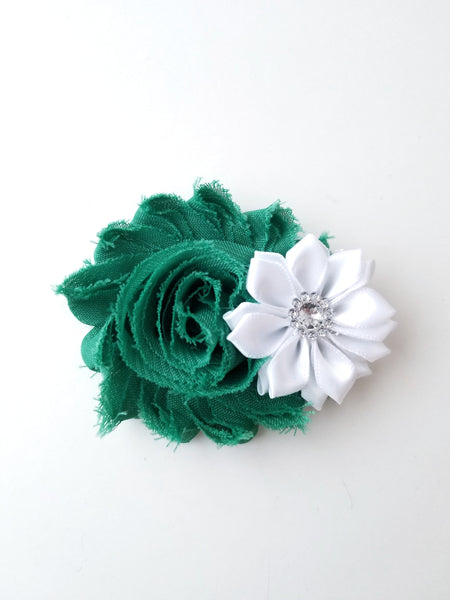 emerald green flower hair clip