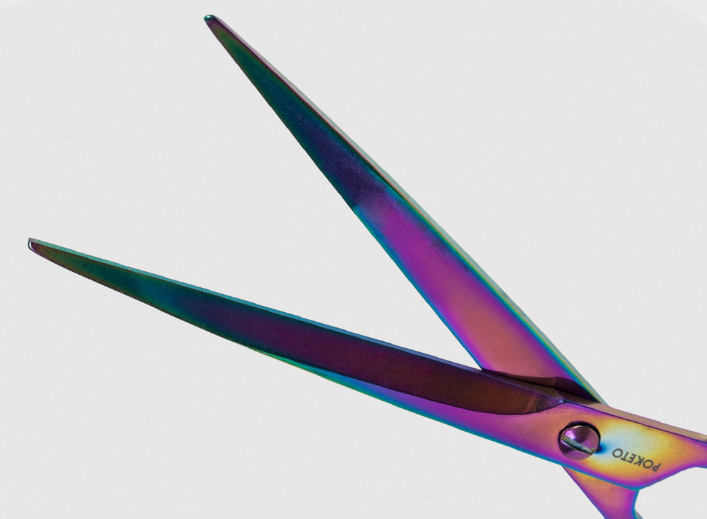 Poketo iridescent scissor blades - close up
